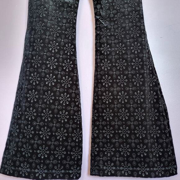 Anthropologie The Joni Black High Rise Velvet Eyelet Pull On Flare Pants - Picture 11 of 15